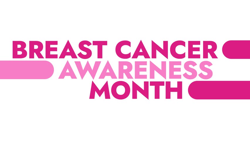 Breast Cancer Awareness Month colorful motion graphics seamless loopable text animation on white or black background great for awareness about breast cancer awareness month in October