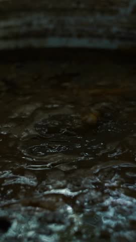 The meat is boiled in a large pot