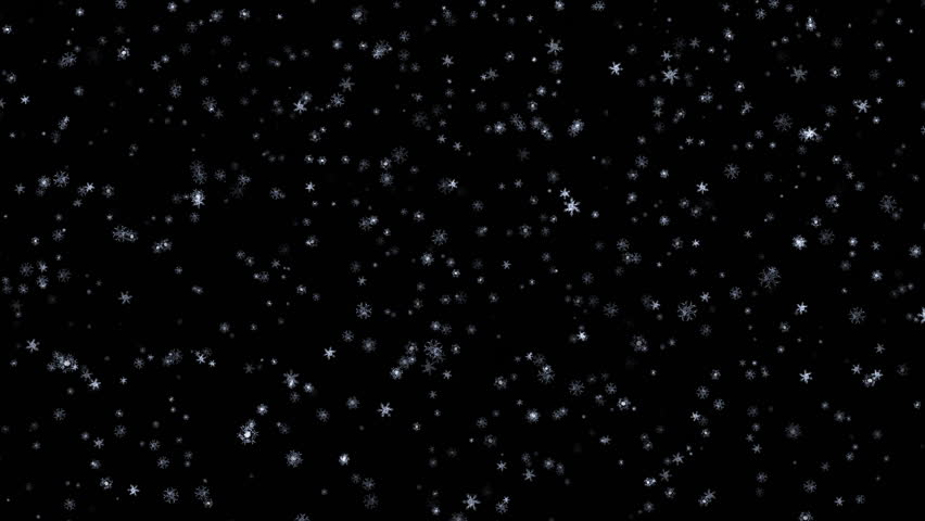 Stylised falling snowflakes on black 4k