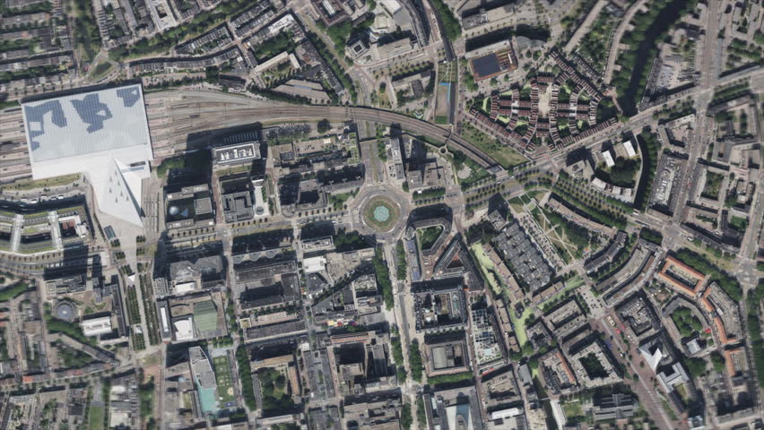 Earth zoom from space on Rotterdam - Netherlands. And zoom out through clouds and atmosphere into space. Satellite view.