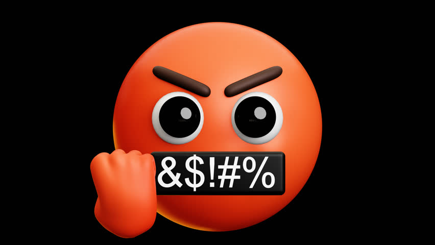 Showing fist hand, ready to fight and say harsh words emoji, 3d emoticon animation, Alpha channel, Transparent video	
