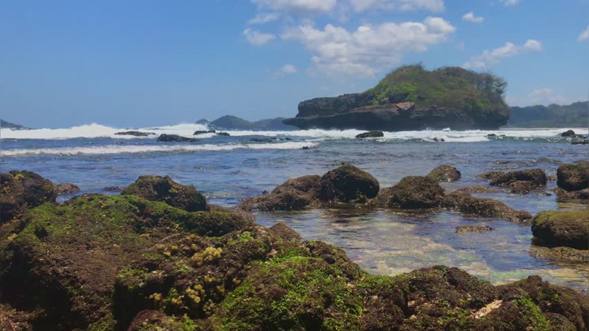 The coral beach of the famous Kondang Merak, Malang, Indonesia
