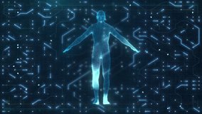 Rotating Digital Human Anatomy with Circuit Grid and AI in Futuristic Medical Technology Background - Powered by Shutterstock - Get 15% off with code: PIKWIZARD15