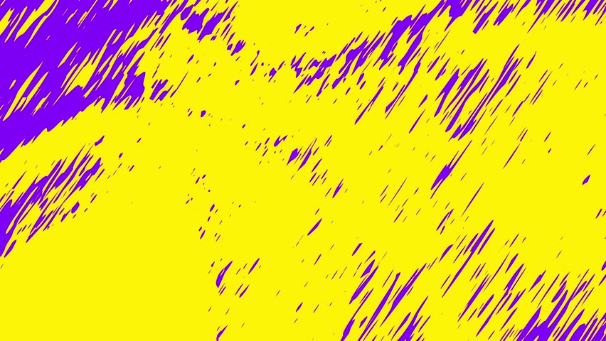 Abstract purple paint splashes on yellow, stop motion animation, distressed texture background