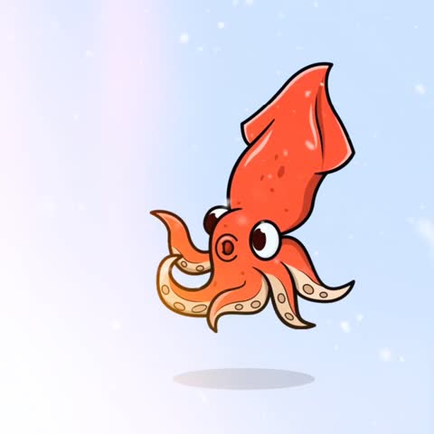 Cute Squid Vector Animation Graphic