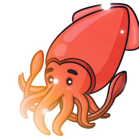 Cute Squid Vector Animation Graphic