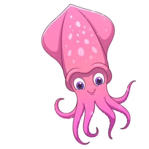 Cute Squid Vector Animation Graphic
