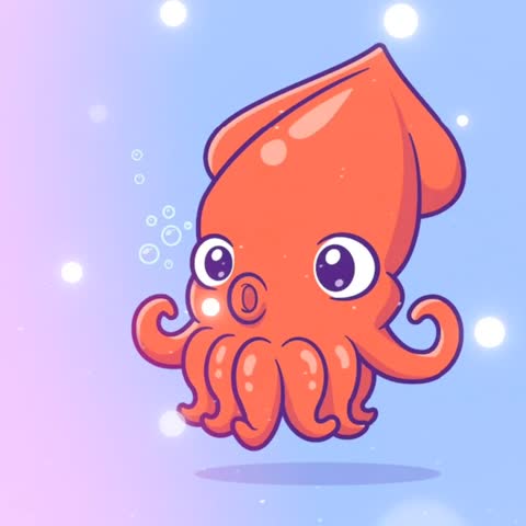 Cute Squid Vector Animation Graphic