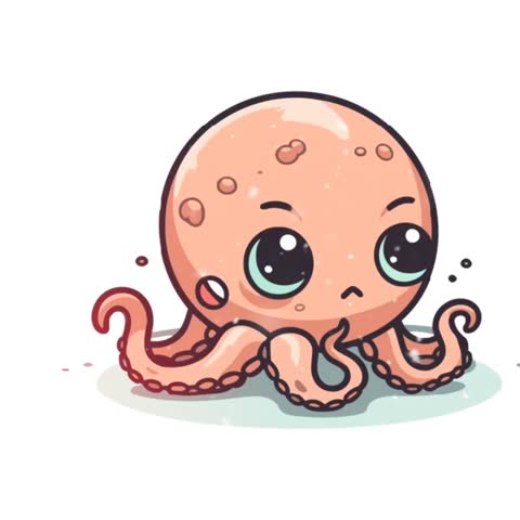 Cute Squid Vector Animation Graphic