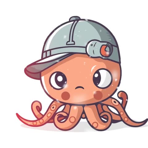 Cute Squid Vector Animation Graphic