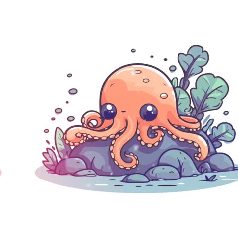 Cute Squid Vector Animation Graphic
