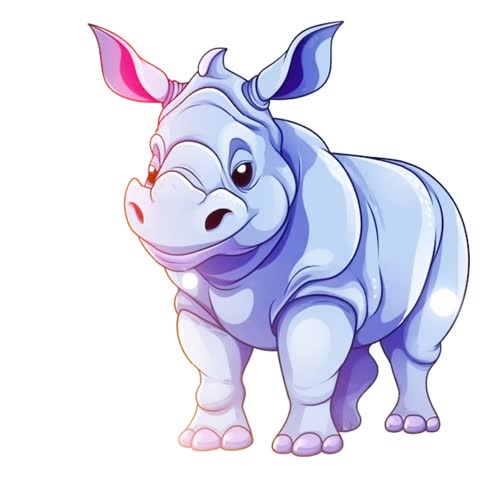 Cute Rhinoceros Vector Graphic Animation