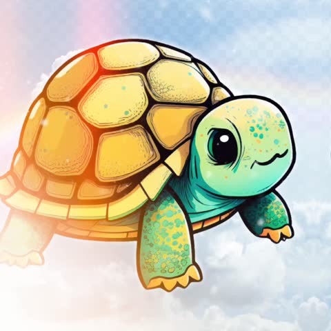 Closeup Cute Turtle Vector Animation