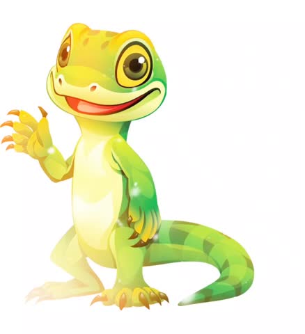 Cute Green Gecko Vector Animation