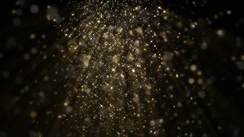 4k Gold Particles Rain. Motion Background. Golden glitter particle. Isolated on black. Animated Overlay. Holiday theme. Christmas 2026