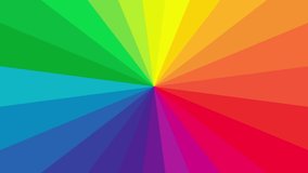 Abstract background. Animation of rotation of rays of colour circle. Different coloured stripes coming from the centre rotate in a circle, changing their colour. Circular rainbow. - Powered by Shutterstock - Get 15% off with code: PIKWIZARD15
