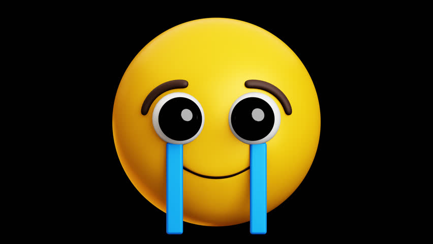 Smiley crying emoji, 3d emoticon animation, Alpha channel, Transparent video	
