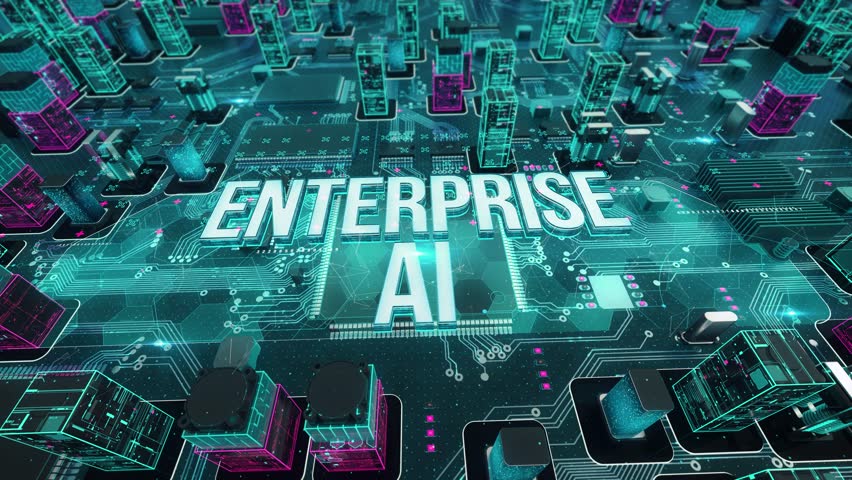 enterprise ai- with digital technology hitech concept. 3D Illustration
