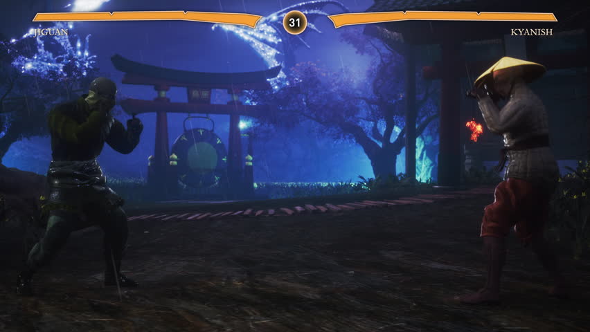 Achieving the victory in the multiplayer kung-fu fighting video game. Victory screen in the online kung-fu fighting computer simulator. Victory of the round in the internet kung-fu fighting game