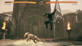 Video Game Animation Suffering Defeat In Battle Of Martial Arts Tournament. Player Defeated By Enemy Character In Arcade Mode. Defeat Screen. Martial Arts Simulator Battle. Martial Arts Battle Moves - Powered by Shutterstock - Get 15% off with code: PIKWIZARD15