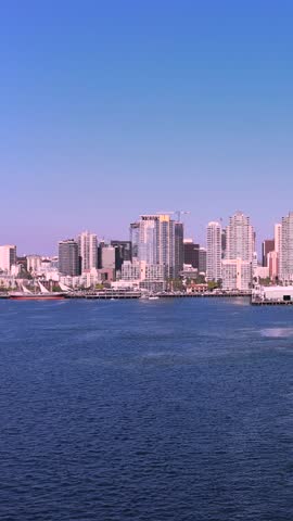 San Diego bay, California, USA. Panoramic cityscape skyline view of city downtown and business center.