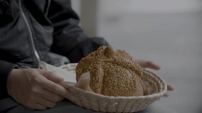 person on the street eating bread of the dead - Powered by Shutterstock - Get 15% off with code: PIKWIZARD15