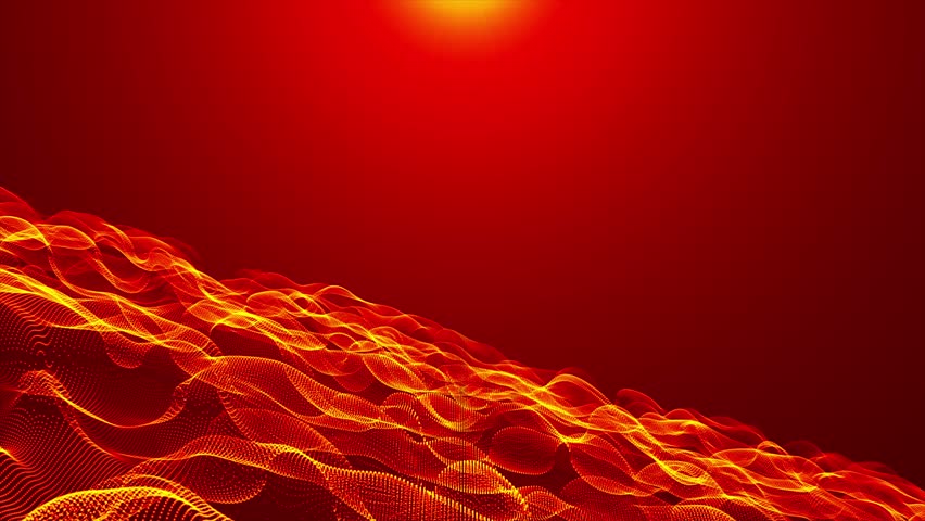 Particles Wave Flow Background Red. Abstract Modern Wave Flow Background. Seamless Loop