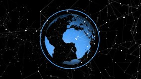 Animation of data processing and network of connections over globe. Global connections, computing and data processing concept digitally generated video. - Powered by Shutterstock - Get 15% off with code: PIKWIZARD15