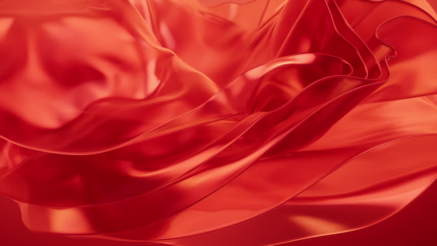 Transparent red multilayer cloth background, 3d rendering. Motion graphic.