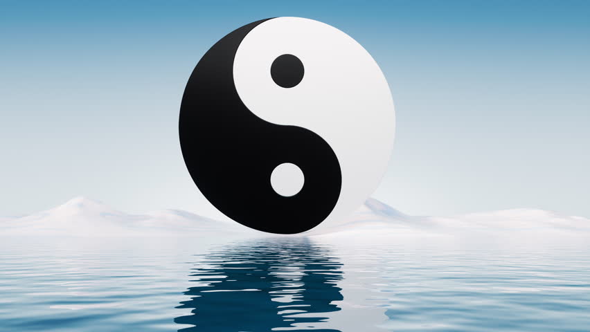 Chinese ancient taiji yin-yang pattern symbol, 3d rendering. Motion graphic.
