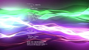 Animation of data processing over glowing green and pink waves. Data, network, connection, energy and communication, digitally generated video. - Powered by Shutterstock - Get 15% off with code: PIKWIZARD15