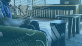 Animation of financial data processing over african american businessman using smartphone. Global finance, business, connections, computing and data processing concept digitally generated video. - Powered by Shutterstock - Get 15% off with code: PIKWIZARD15