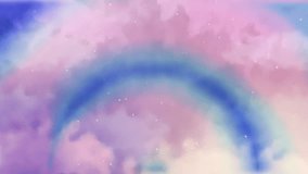  Animated dreamy kawaii pastel pink and blue rainbow with sparkling stars in a soft sky, cute and whimsical sky background - Powered by Shutterstock - Get 15% off with code: PIKWIZARD15