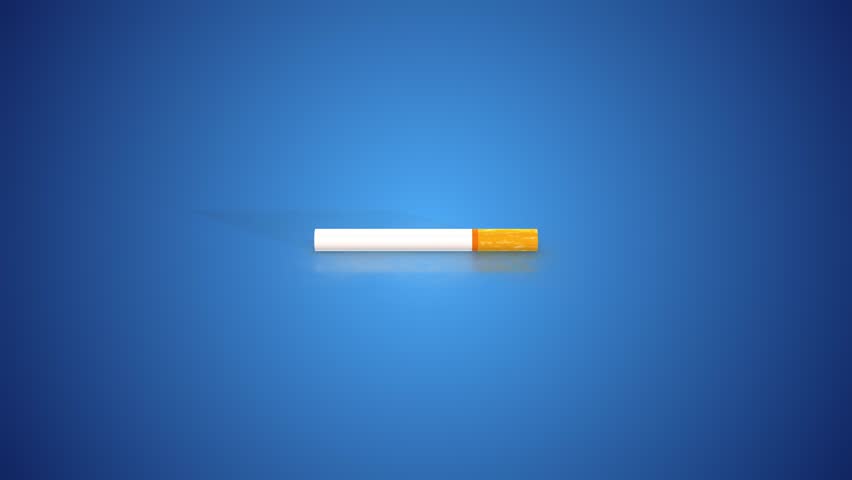 3D Cigarette Icon on a Reflective Floor. Smoking Addictions. Bad Habits. 4K