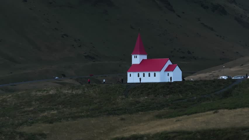 little remote church on a hill in iceland 