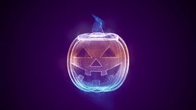 A "Halloween Pumpkin with Scattered Particle Effects" showcases a glowing, carved pumpkin with an eerie grin, surrounded by flickering particles resembling sparks or embers. - Powered by Shutterstock - Get 15% off with code: PIKWIZARD15