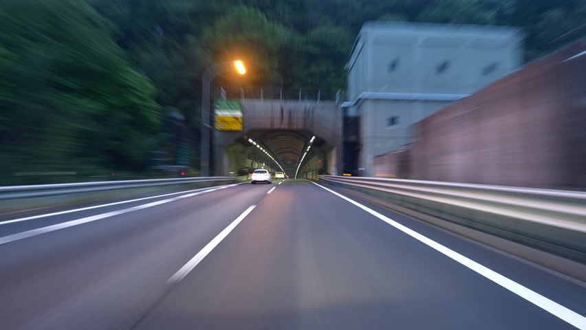 POV Timelapse of a Car Running through a Tunnel (Kobotoke Tunnel, Chuo Expressway, Japan)