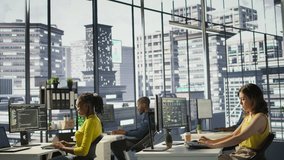 IT employee coding in programming languages to construct algorithms and build applications. Software technician developing and maintaining databases and data structures in office, camera B - Powered by Shutterstock - Get 15% off with code: PIKWIZARD15