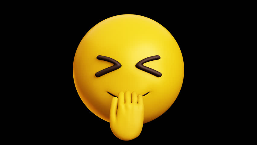 shy in love face emoji, 3d emoticon animation, Alpha channel, Transparent video	
