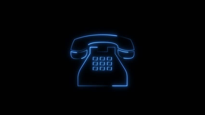 Abstract neon light telephone icon animation. concept of call icon	