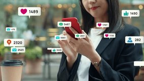 Social network concept with woman using smartphone in the city - Powered by Shutterstock - Get 15% off with code: PIKWIZARD15