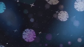 Animation of virus cells over light spots on black background. Global science, computing and digital interface concept digitally generated video. - Powered by Shutterstock - Get 15% off with code: PIKWIZARD15