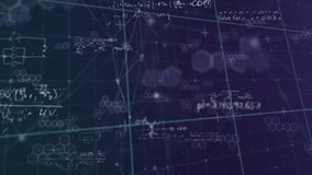 Animation of mathematical equations over network of connections on black background. Global science, computing, connections and digital interface concept digitally generated video. - Powered by Shutterstock - Get 15% off with code: PIKWIZARD15