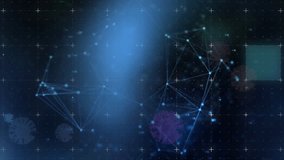 Animation of virus cells and network of connections over light spots on black background. Global science, connections and digital interface concept digitally generated video. - Powered by Shutterstock - Get 15% off with code: PIKWIZARD15