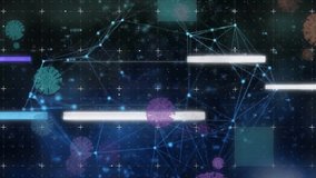 Animation of virus cells and network of connections over light spots on black background. Global science, connections and digital interface concept digitally generated video. - Powered by Shutterstock - Get 15% off with code: PIKWIZARD15