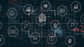 Animation of business icons and data processing over lamp on black background. Global business, computing and digital interface concept digitally generated video. - Powered by Shutterstock - Get 15% off with code: PIKWIZARD15