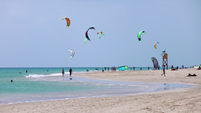 Exhilarating Kitesurfing Adventure in the Azure Waters of Fuerteventura in Spain in 4k