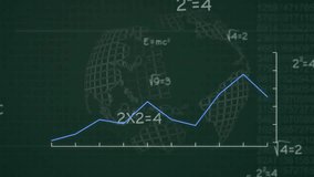 Animation of mathematical formulae and data processing over globe on dark background. Global finance, business, connections, computing and data processing concept digitally generated video. - Powered by Shutterstock - Get 15% off with code: PIKWIZARD15