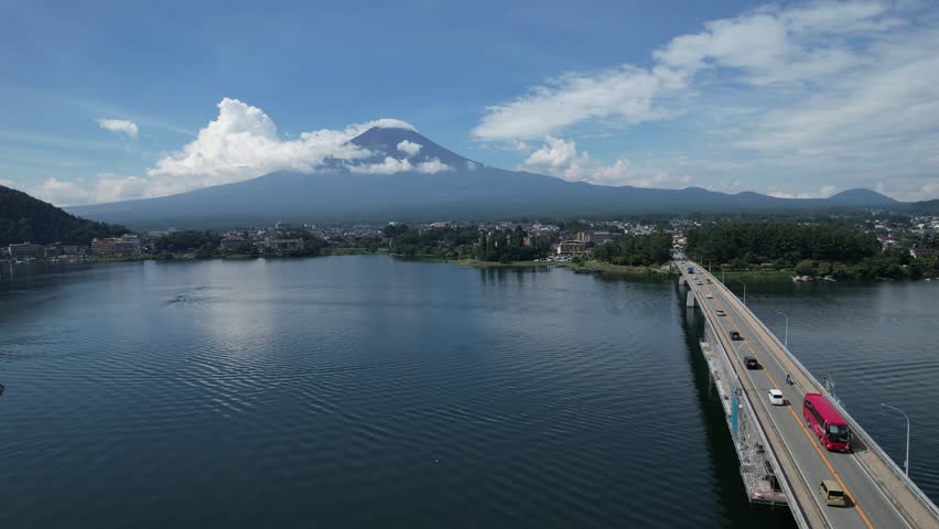 View of the lake Kawaguchi in Fujikawaguchiko in Yamanashi Prefecture near Mount Fuji, Japan
