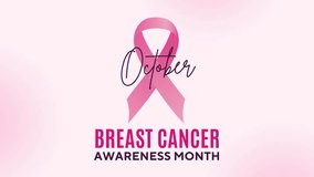 Pink ribbon, breast cancer awareness month in october 4k animated video. vector illustration - Powered by Shutterstock - Get 15% off with code: PIKWIZARD15